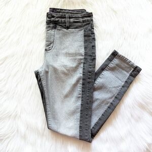 NYDJ Black and Gray Color block high rise denim skinny jeans size 12
